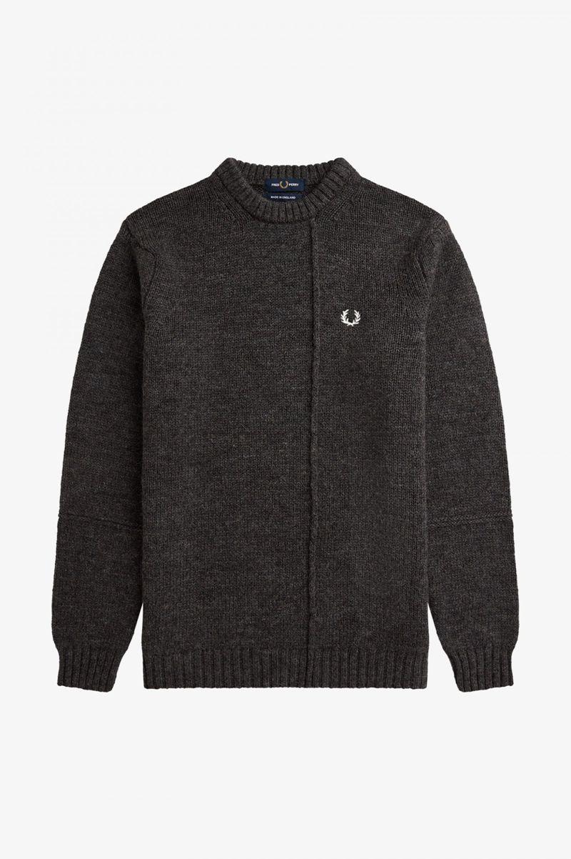 Black Fred Perry Panelled British Wool Jumper Men's Knitwear | PH 1317NWYB